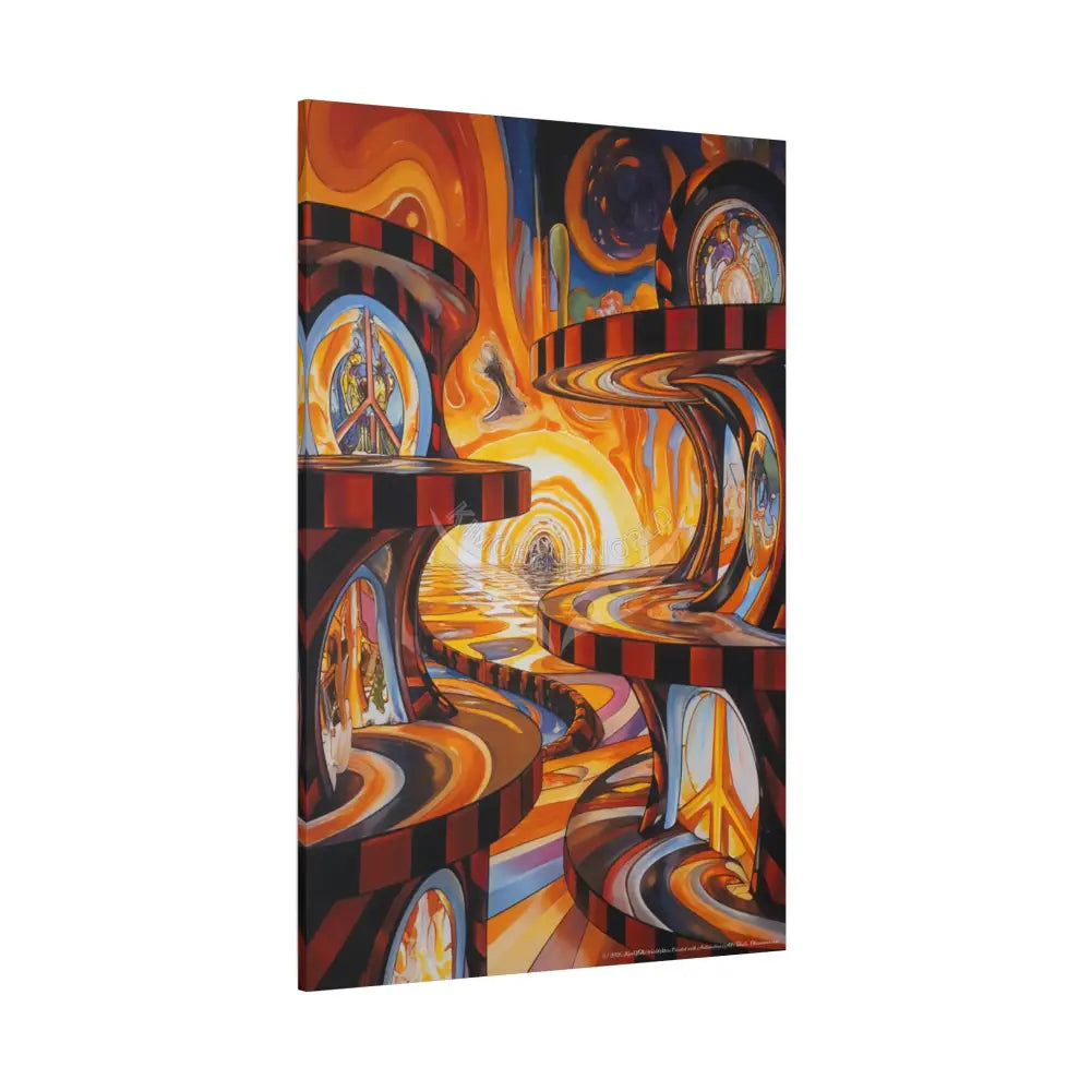 Orange Retro Wave 3D MultiLevel Matte Canvas — ’Welcome to a Beautiful Surreal World’ Canvas