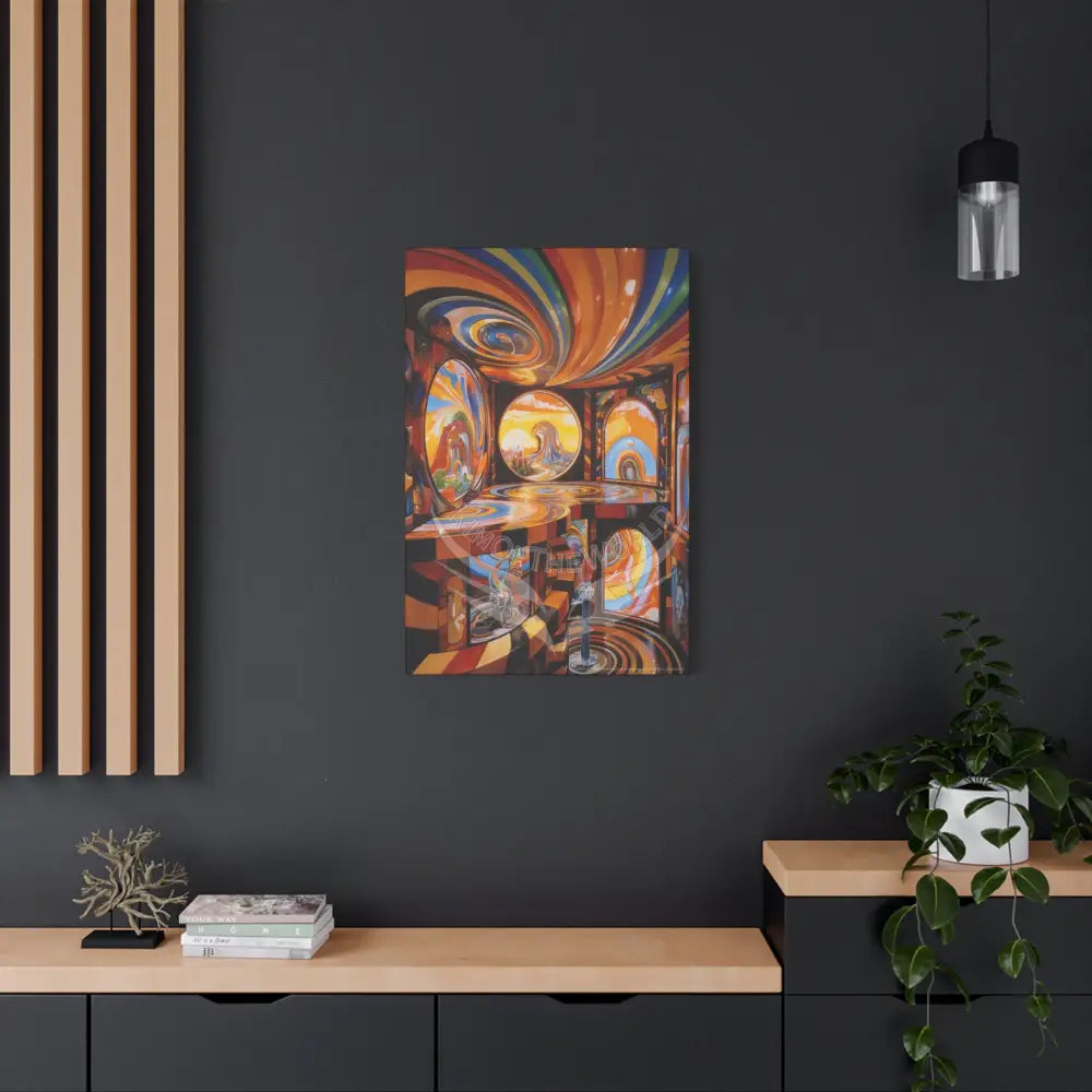 Orange Retro Wave Matte Canvas — ’Welcome to a Beautiful Surreal World’ Canvas