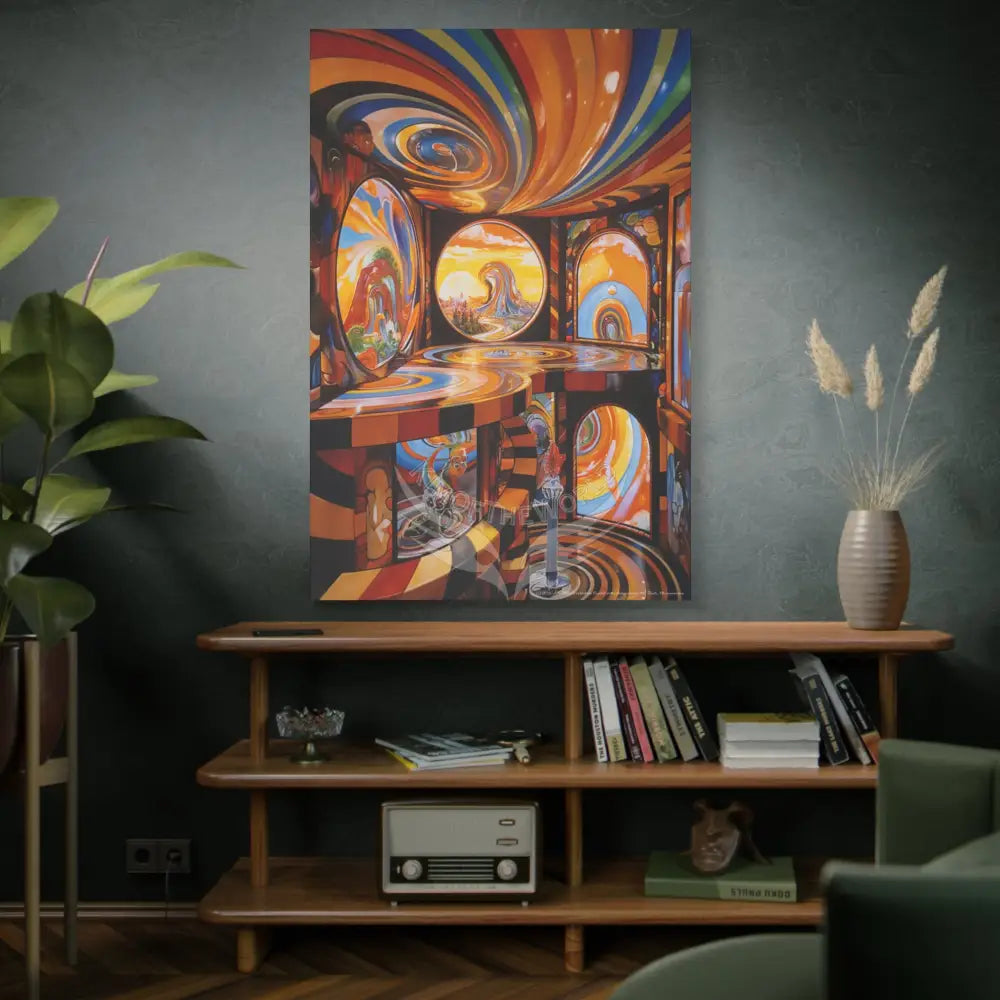 Orange Retro Wave Matte Canvas — ’Welcome to a Beautiful Surreal World’ Canvas