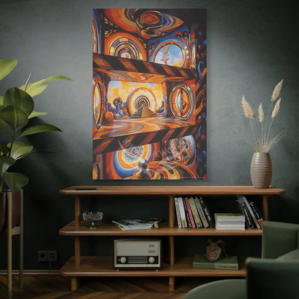 Orange Retro Wave Matte Canvas — ’Welcome to a Beautiful Surreal World’ Canvas