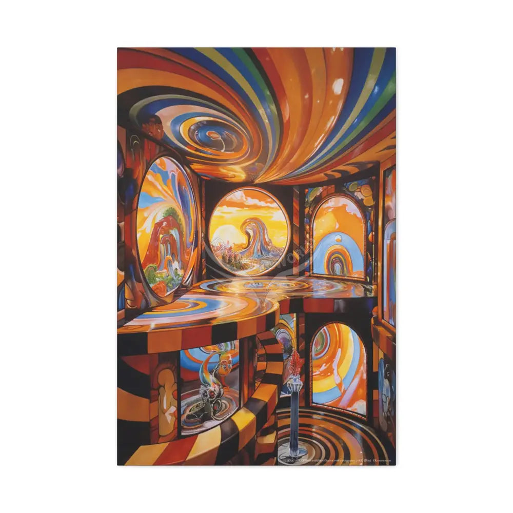 Orange Retro Wave Matte Canvas — ’Welcome to a Beautiful Surreal World’ 24’’ x 36’’ (Vertical) / 1.25’’ Canvas