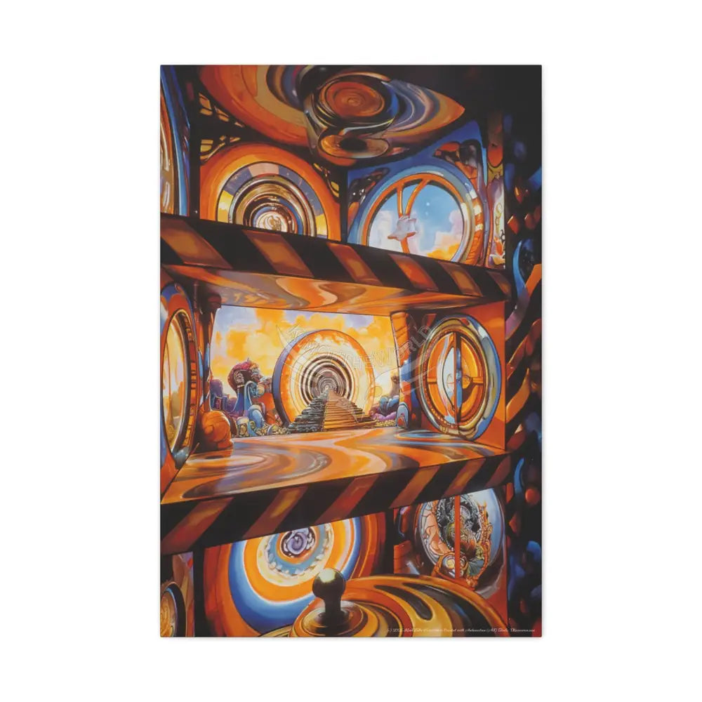 Orange Retro Wave Matte Canvas — ’Welcome to a Beautiful Surreal World’ 24’’ x 36’’ (Vertical) / 1.25’’ Canvas