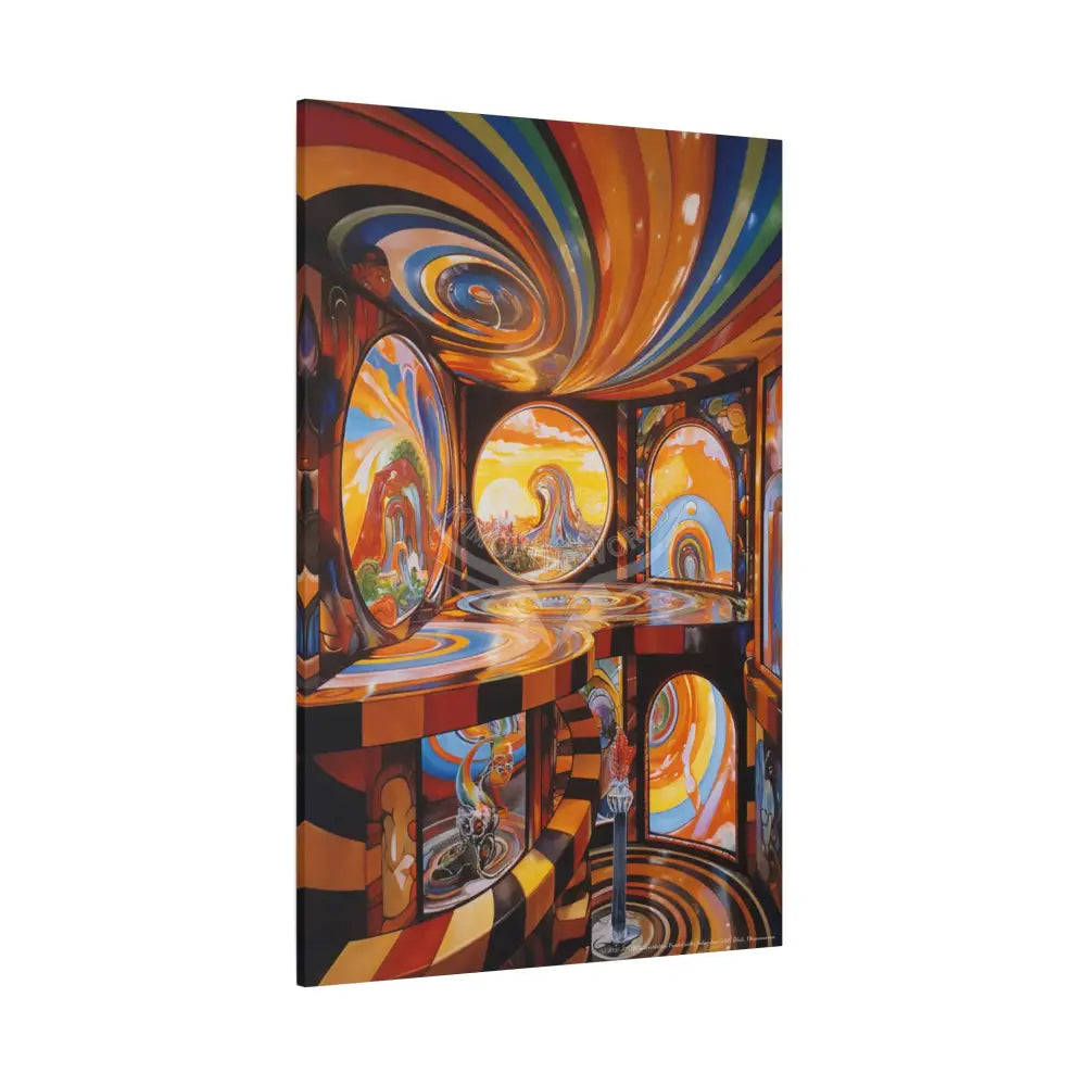 Orange Retro Wave Matte Canvas — ’Welcome to a Beautiful Surreal World’ Canvas