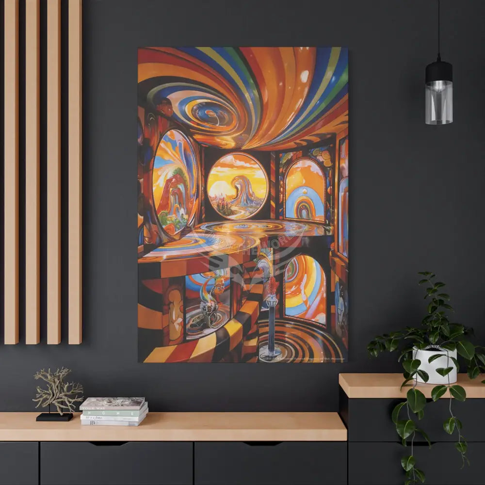 Orange Retro Wave Matte Canvas — ’Welcome to a Beautiful Surreal World’ Canvas
