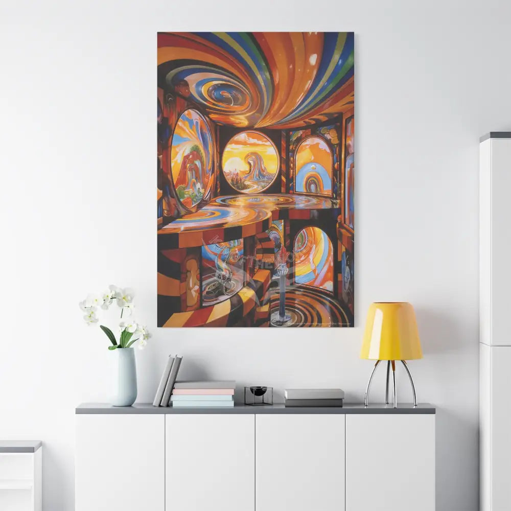 Orange Retro Wave Matte Canvas — ’Welcome to a Beautiful Surreal World’ Canvas
