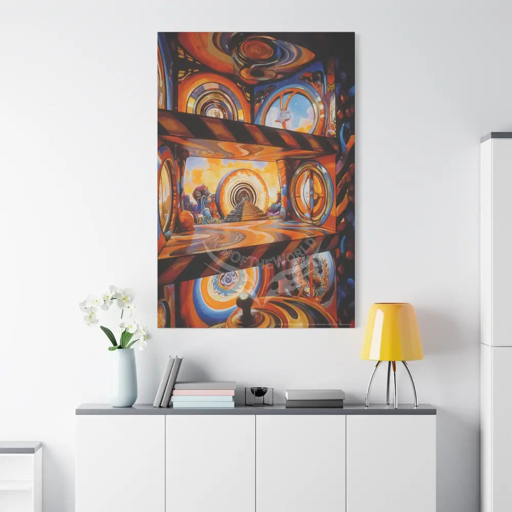 Orange Retro Wave Matte Canvas — ’Welcome to a Beautiful Surreal World’ Canvas