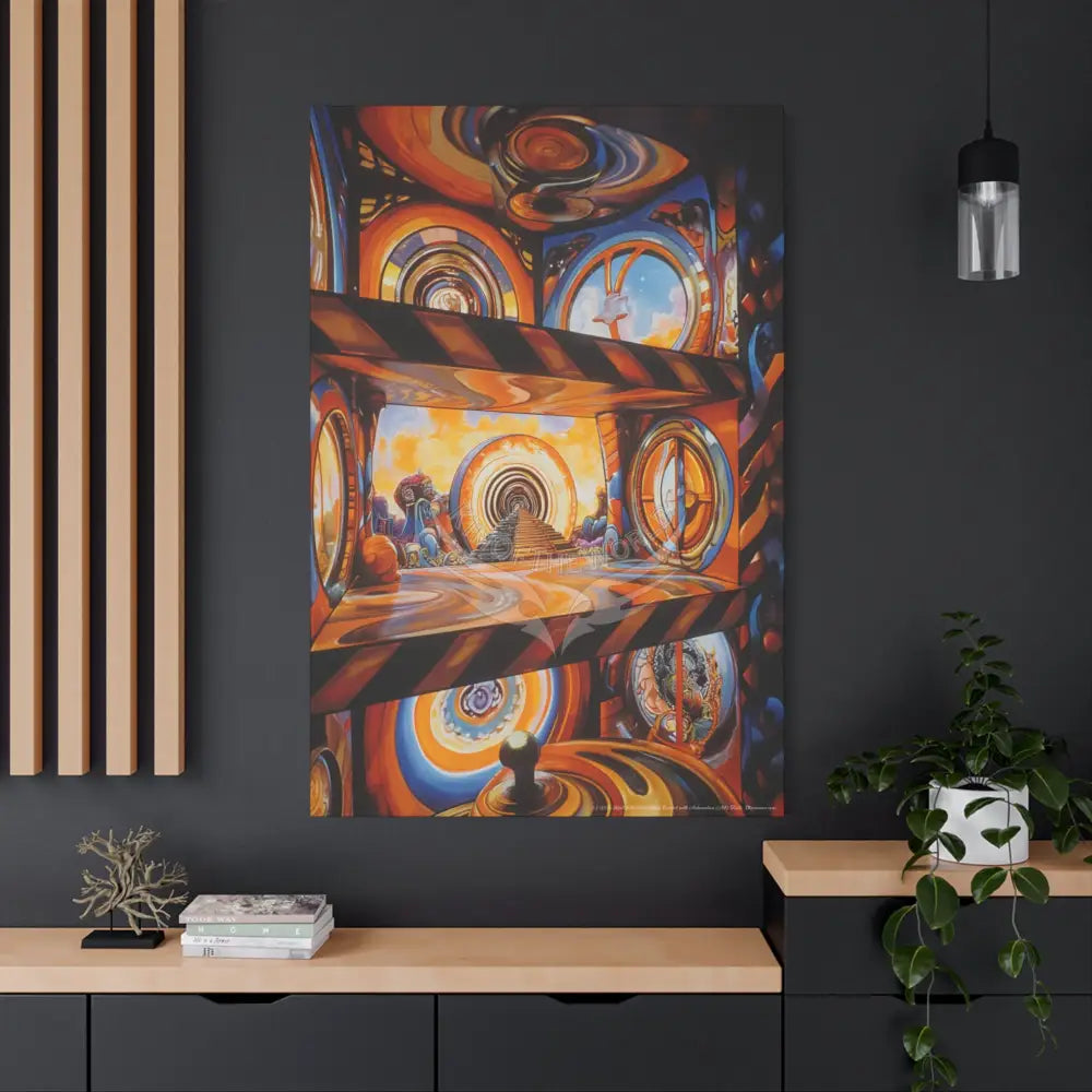 Orange Retro Wave Matte Canvas — ’Welcome to a Beautiful Surreal World’ Canvas
