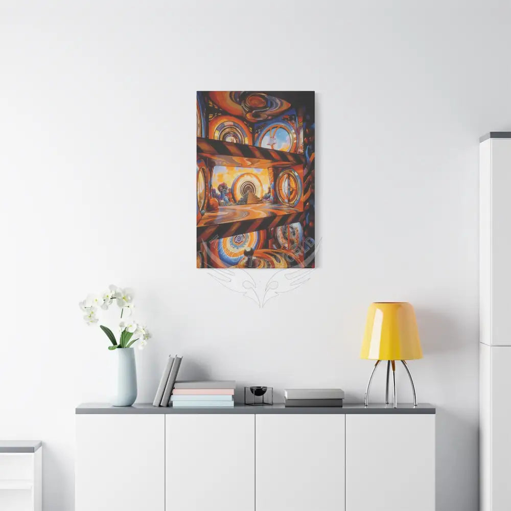 Orange Retro Wave Matte Canvas — ’Welcome to a Beautiful Surreal World’ Canvas