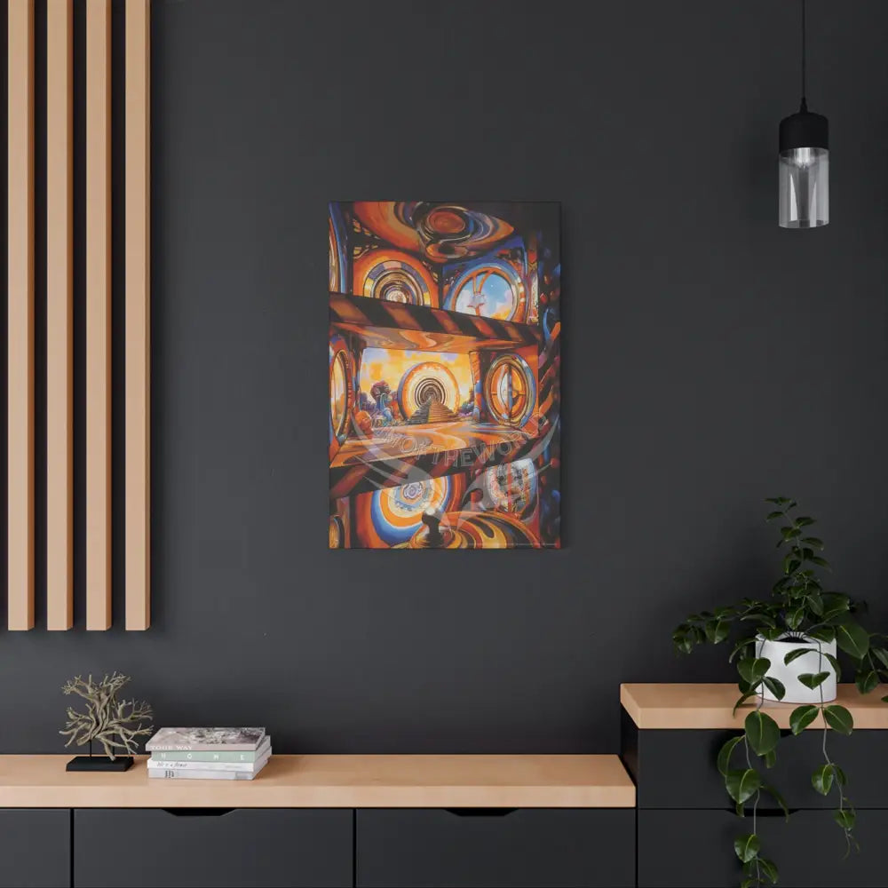 Orange Retro Wave Matte Canvas — ’Welcome to a Beautiful Surreal World’ Canvas