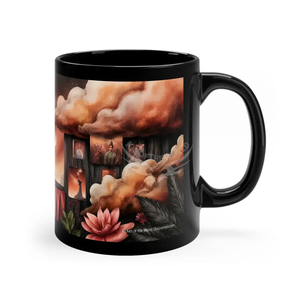 Orange Satin Set Mugs Coffee Cup Banner Nebula Coffee Mug — 11oz Black Ceramic Space Text Design 11oz / Black Mug