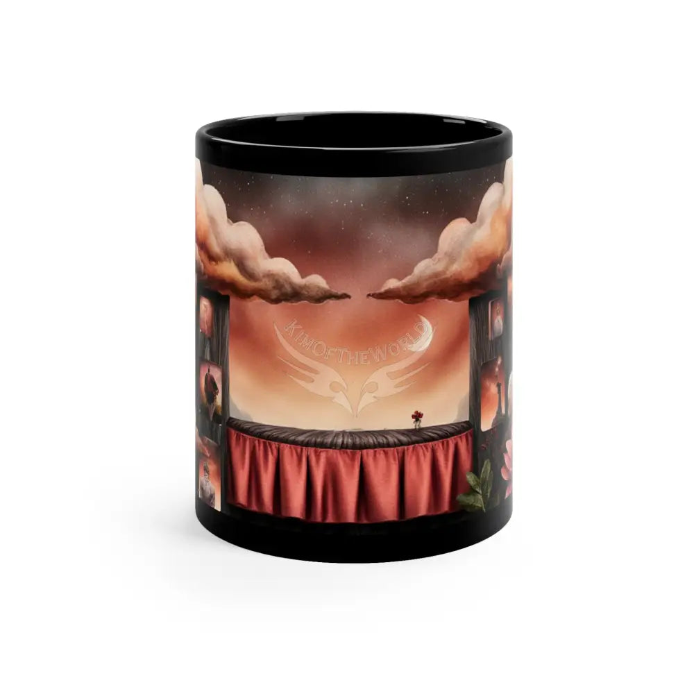 Orange Satin Set Mugs Coffee Cup Banner Nebula Coffee Mug — 11oz Black Ceramic Space Text Design 11oz / Black Mug