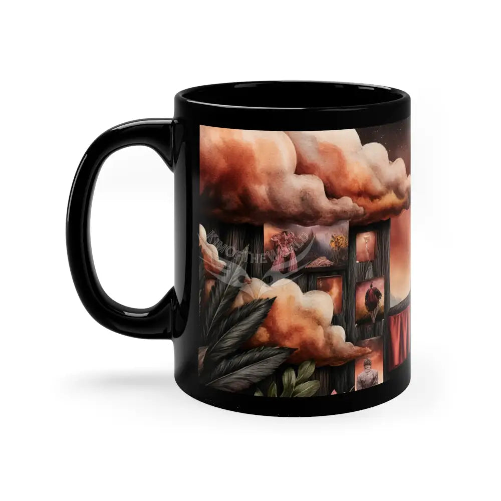 Orange Satin Set Mugs Coffee Cup Banner Nebula Coffee Mug — 11oz Black Ceramic Space Text Design 11oz / Black Mug