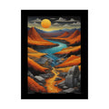 Orange Sunset Vaporwave Landscapes Art Prints (Wave-Line Scenic Series) Rolled Posters 18″ x 24″ (Vertical) / Semi