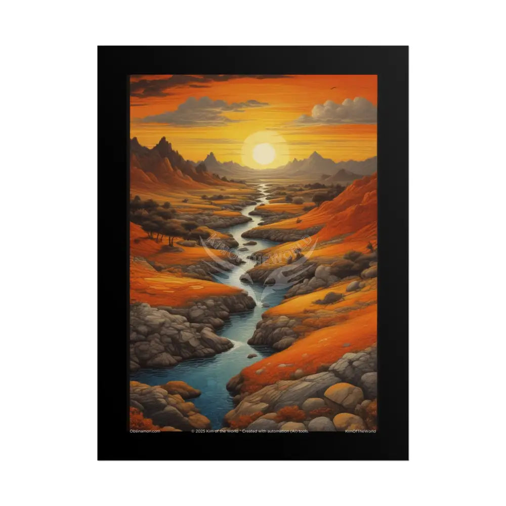 Orange Vaporwave Landscapes Art Prints (Wave-Line Scenic Series) Rolled Posters 18″ x 24″ (Vertical) / Matte Poster
