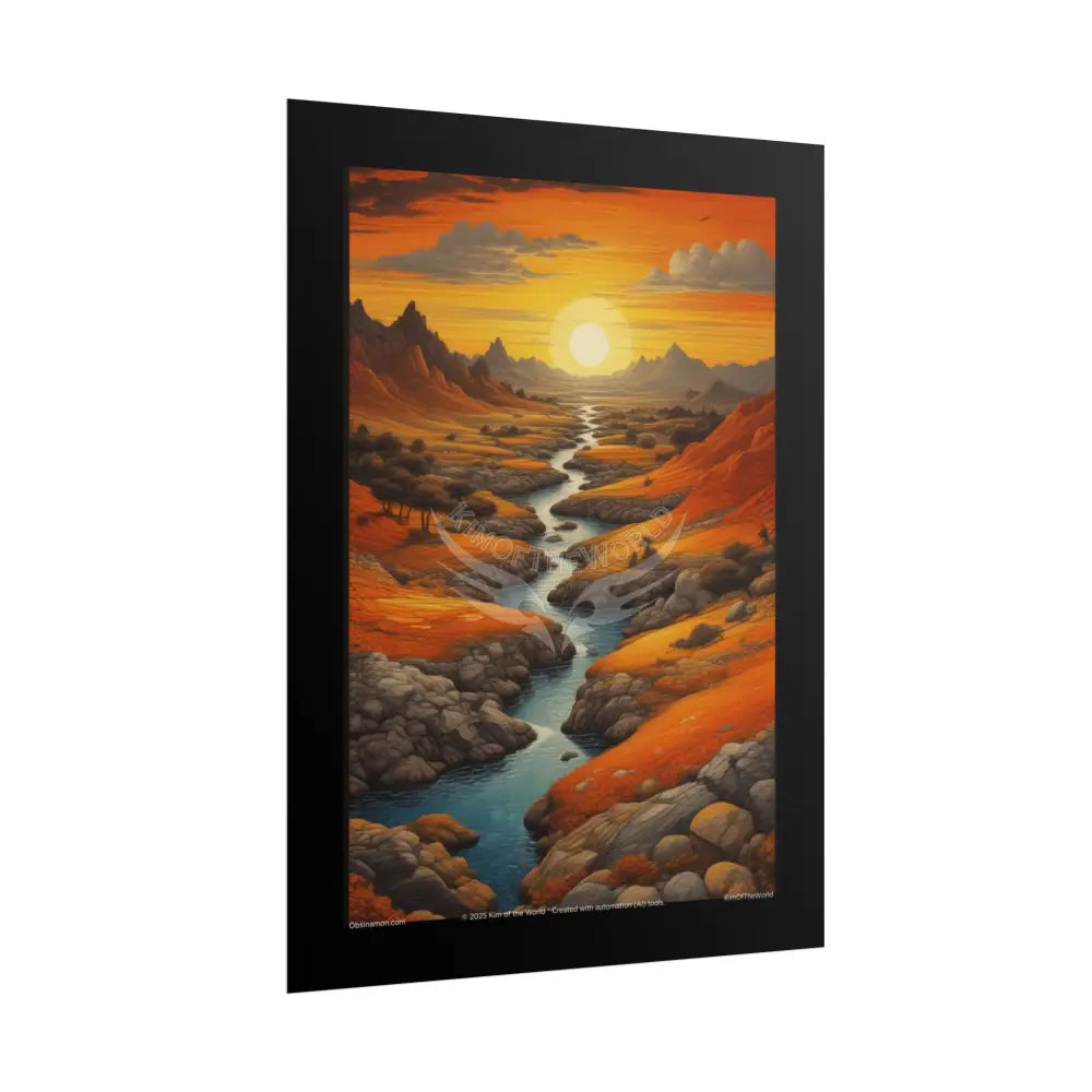 Orange Vaporwave Landscapes Art Prints (Wave-Line Scenic Series) Rolled Posters Poster