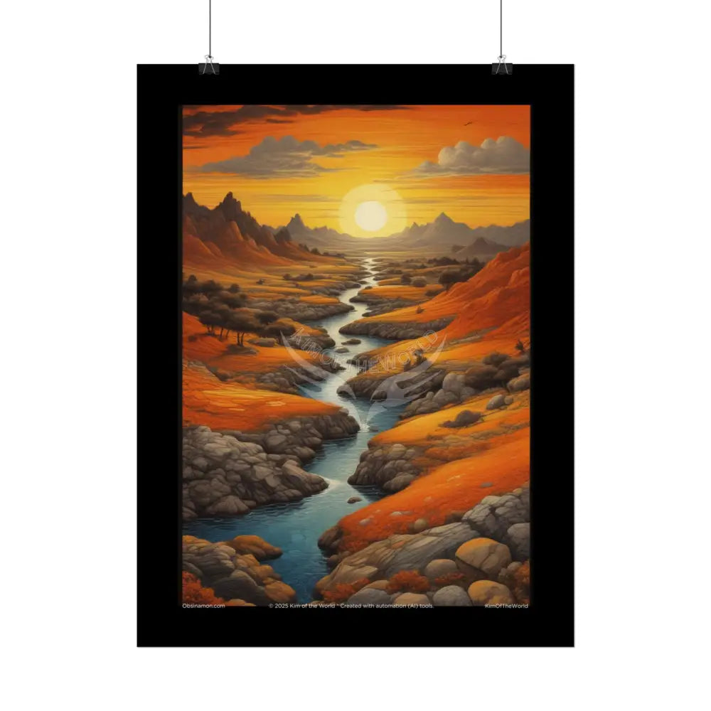 Orange Vaporwave Landscapes Art Prints (Wave-Line Scenic Series) Rolled Posters Poster