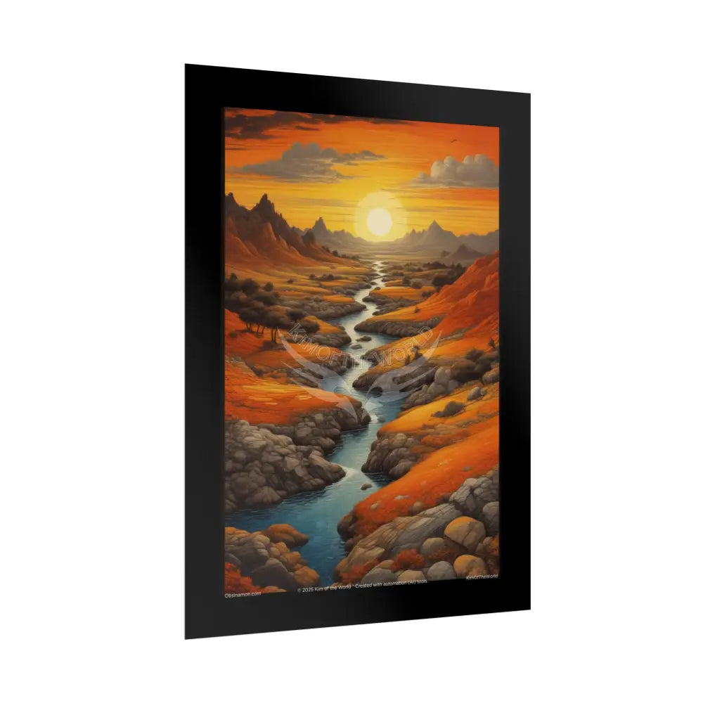 Orange Vaporwave Landscapes Art Prints (Wave-Line Scenic Series) Rolled Posters Poster