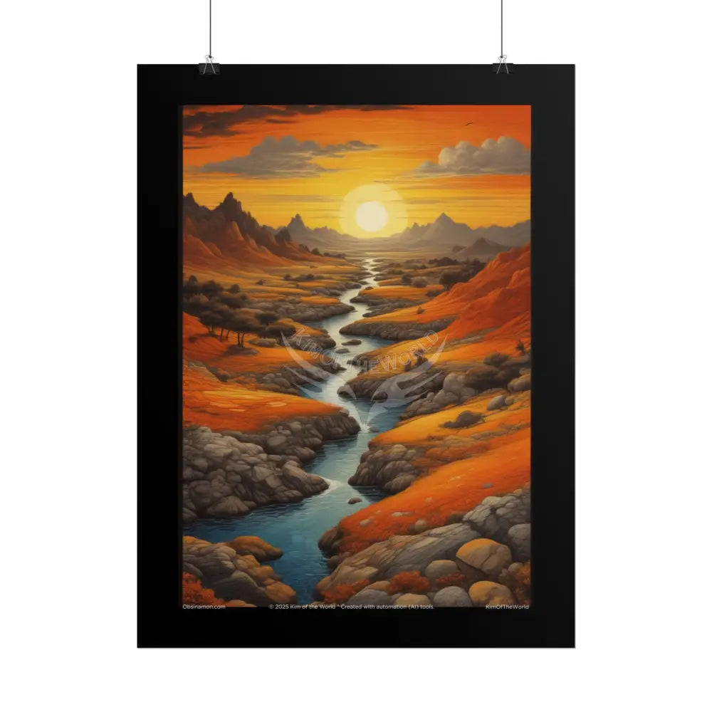 Orange Vaporwave Landscapes Art Prints (Wave-Line Scenic Series) Rolled Posters Poster