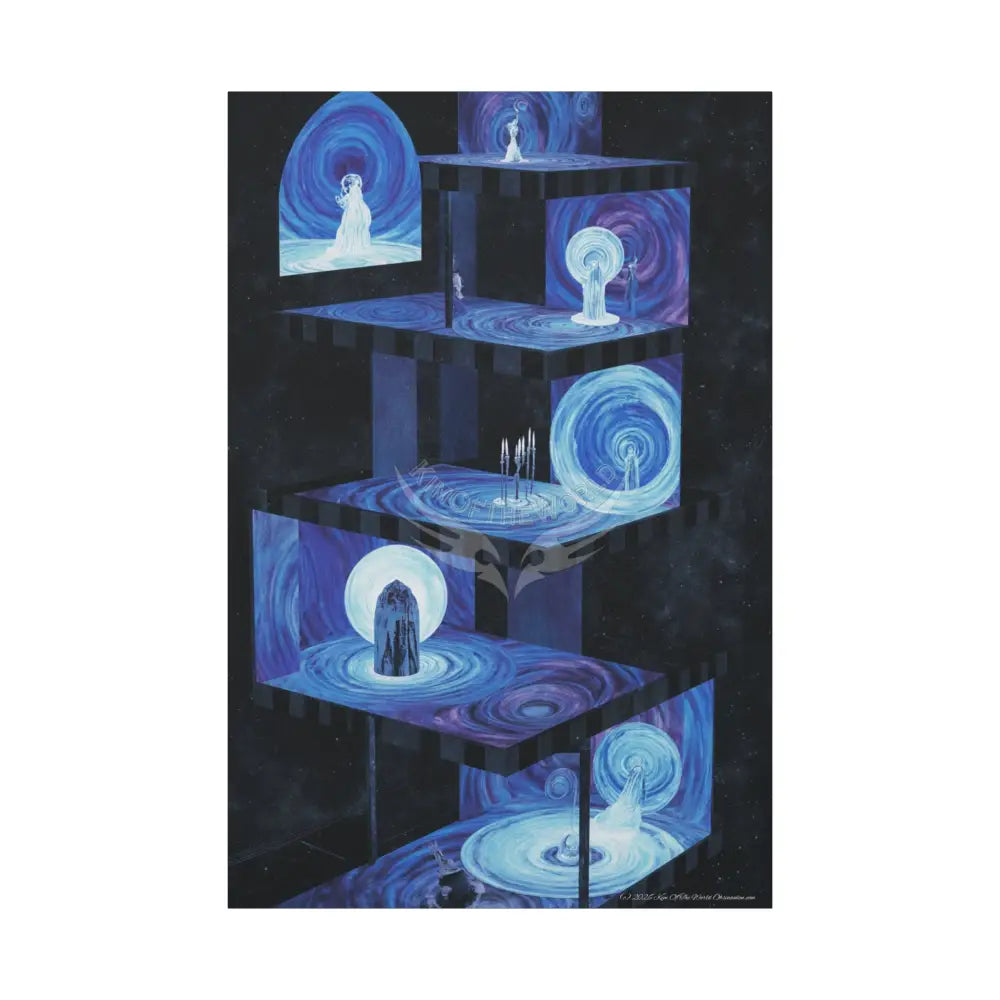 Other-Worldly Multi-Level Fantasy Matte Stretched Canvas Wall Art (Blue Sets) 40’’ x 60’’ (Vertical) / 1.25’’ Canvas