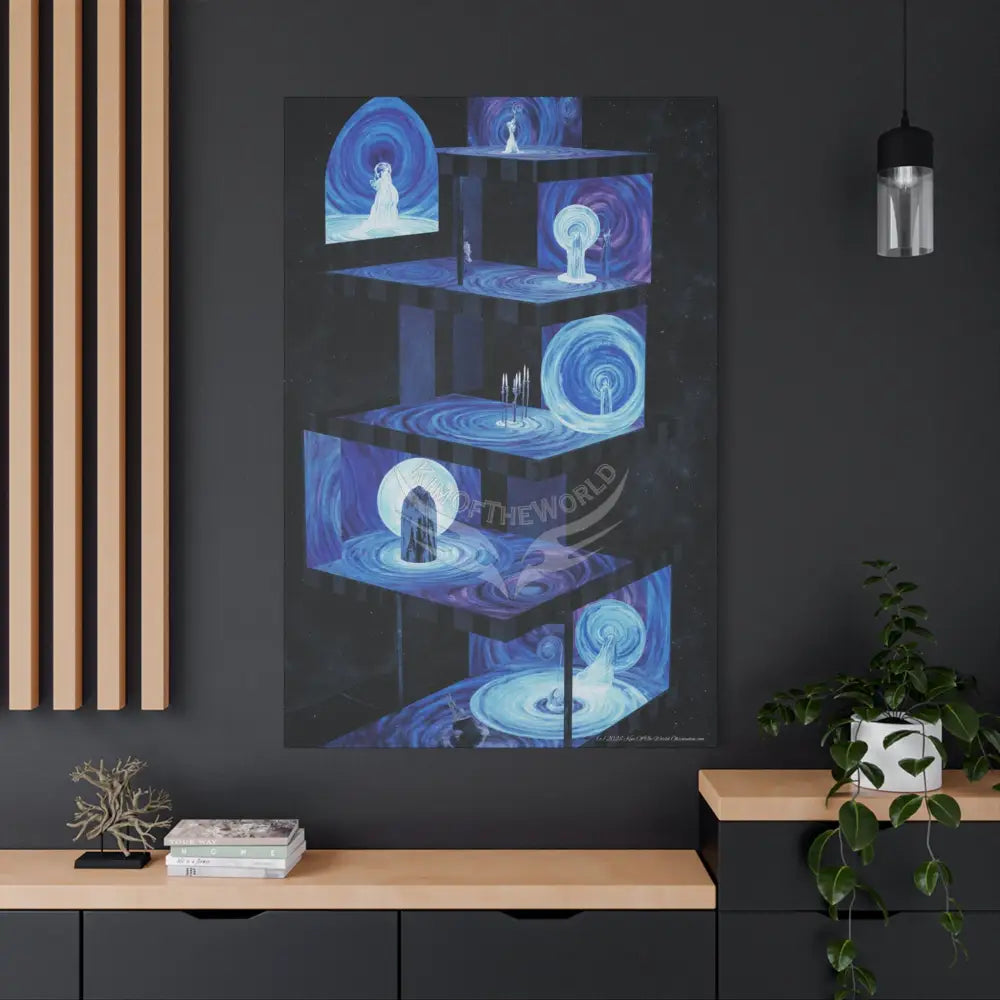 Other-Worldly Multi-Level Fantasy Matte Stretched Canvas Wall Art (Blue Sets) 40’’ x 60’’ (Vertical) / 1.25’’ Canvas