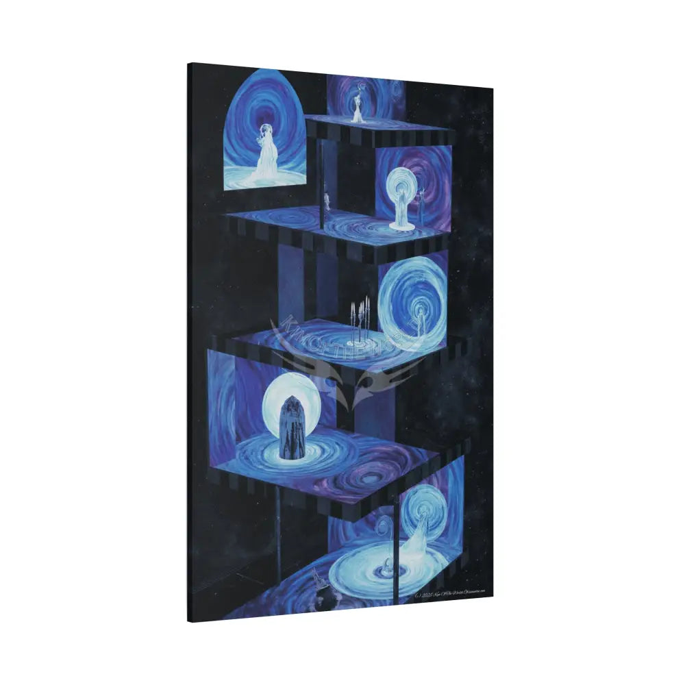Other-Worldly Multi-Level Fantasy Matte Stretched Canvas Wall Art (Blue Sets) 40’’ x 60’’ (Vertical) / 1.25’’ Canvas