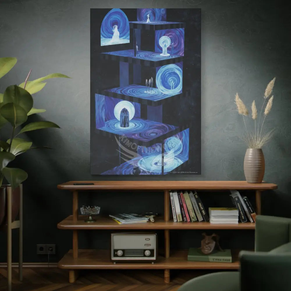 Other-Worldly Multi-Level Fantasy Matte Stretched Canvas Wall Art (Blue Sets) 40’’ x 60’’ (Vertical) / 1.25’’ Canvas