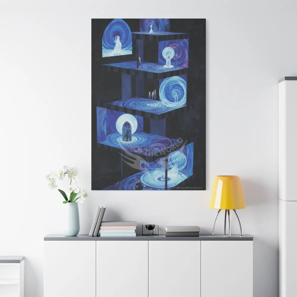 Other-Worldly Multi-Level Fantasy Matte Stretched Canvas Wall Art (Blue Sets) 40’’ x 60’’ (Vertical) / 1.25’’ Canvas