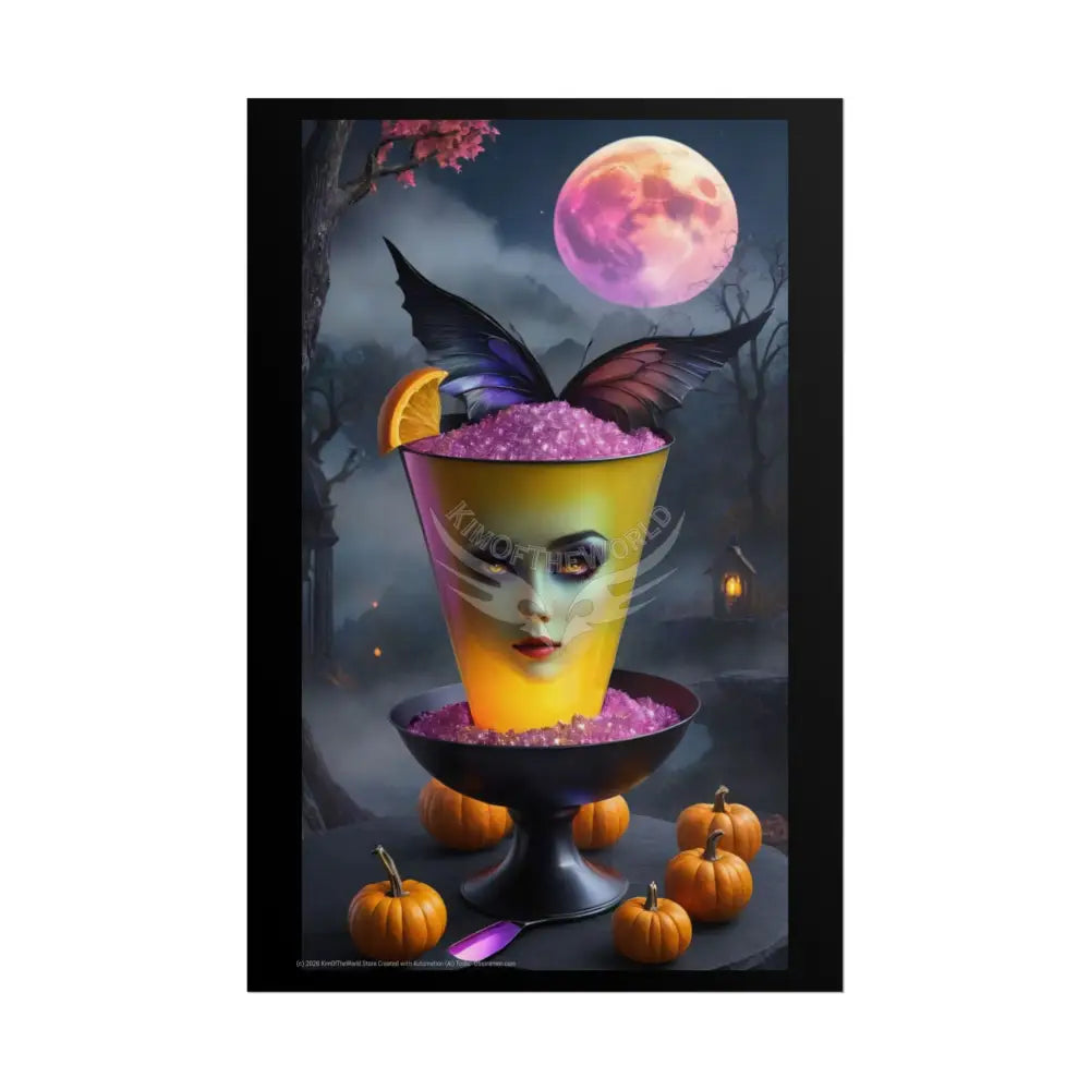 Overflowing Purple Rich Deep Gothic Moonlit Room Art Poster – Mysterious Wall Art 24’’ x 36’’ (Vertical) / Matte Poster