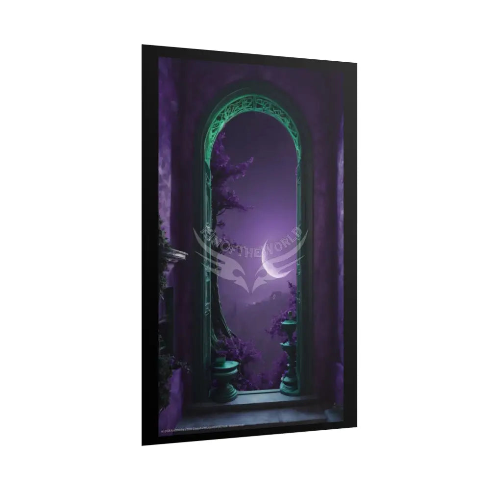 Overflowing Purple Rich Deep Gothic Moonlit Room Art Poster – Mysterious Wall Art Poster