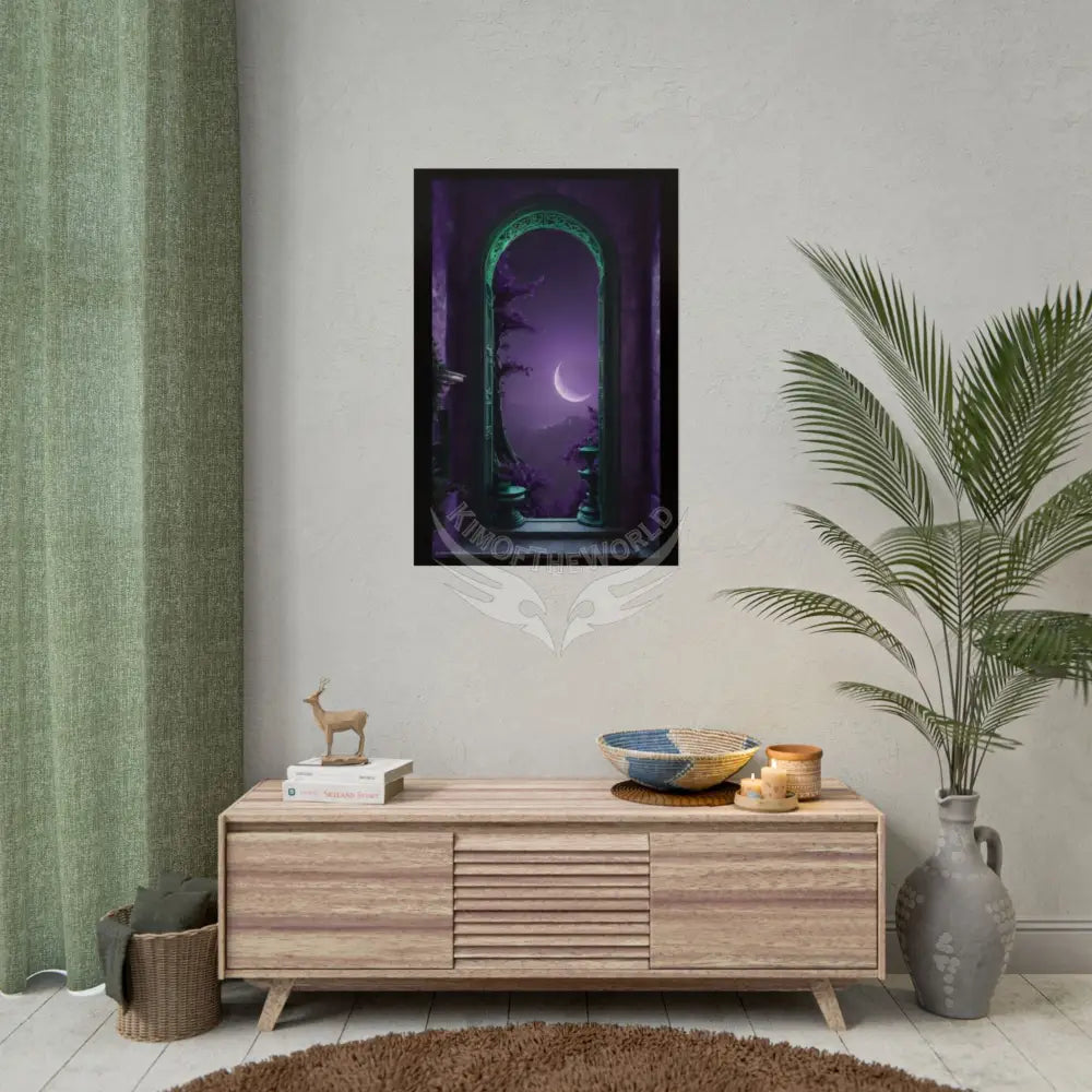 Overflowing Purple Rich Deep Gothic Moonlit Room Art Poster – Mysterious Wall Art Poster