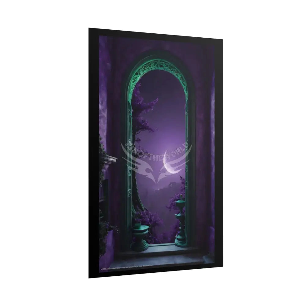 Overflowing Purple Rich Deep Gothic Moonlit Room Art Poster – Mysterious Wall Art Poster