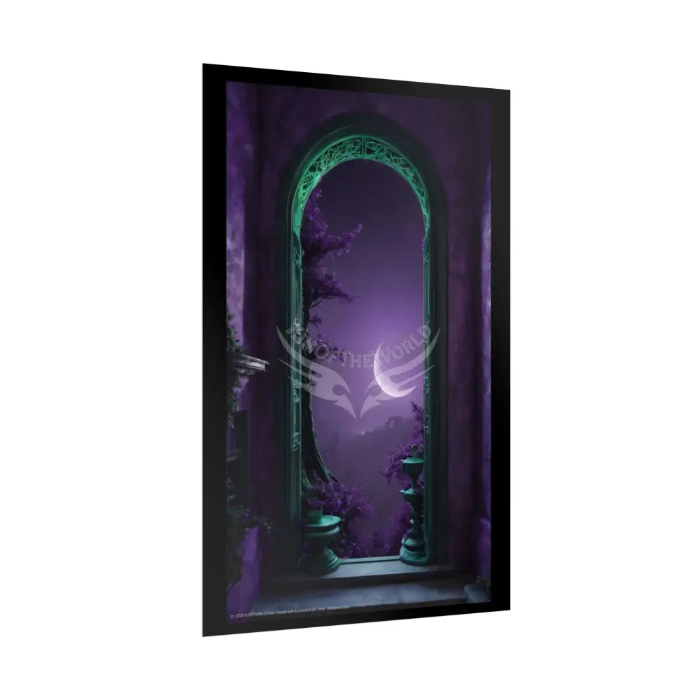 Overflowing Purple Rich Deep Gothic Moonlit Room Art Poster – Mysterious Wall Art Poster