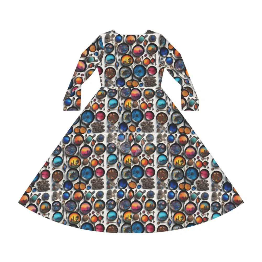 Paint Pans and Spoons Tile Wallpaper Print Dress – Women’s Long Sleeve AOP L All Over Prints