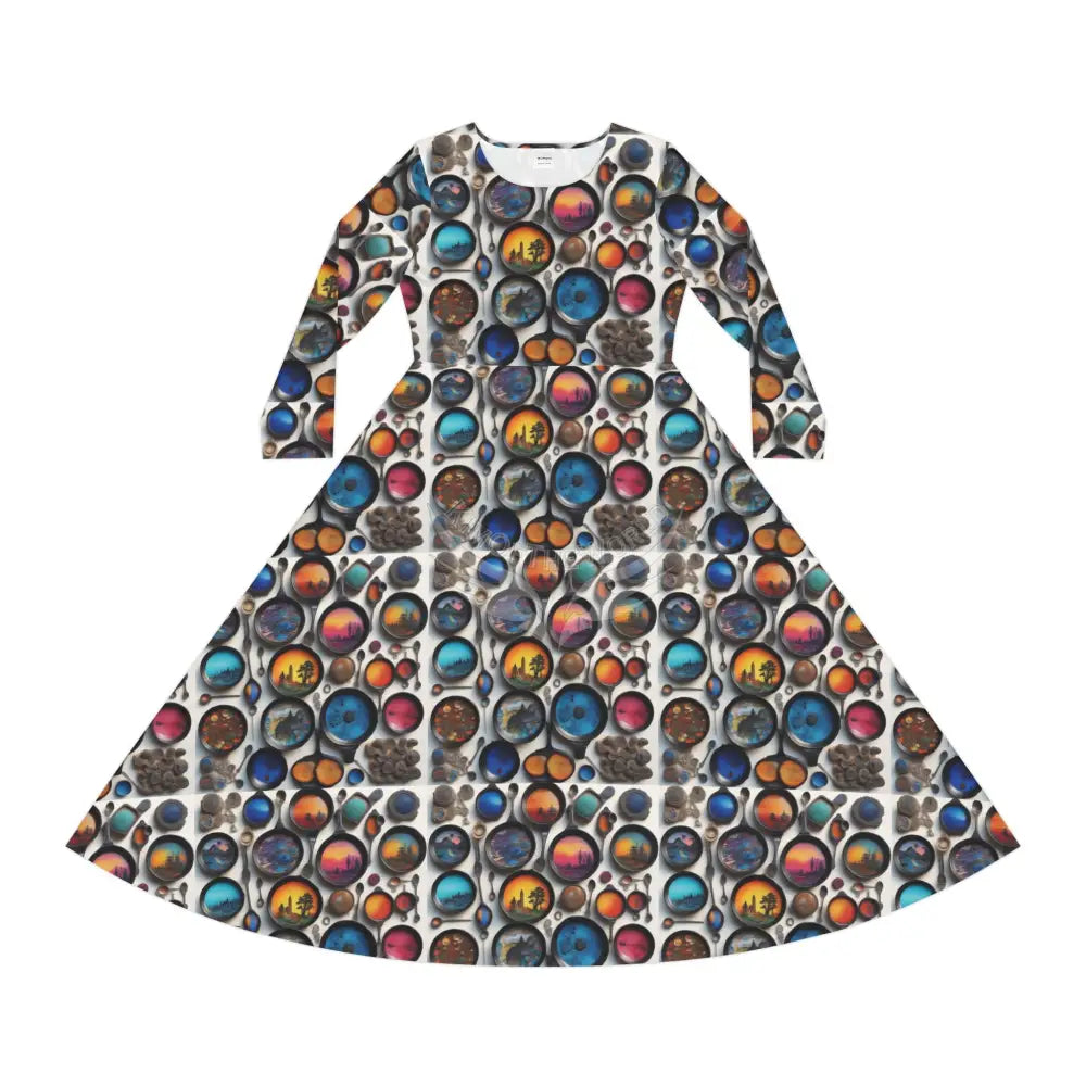 Paint Pans and Spoons Tile Wallpaper Print Dress – Women’s Long Sleeve AOP L All Over Prints