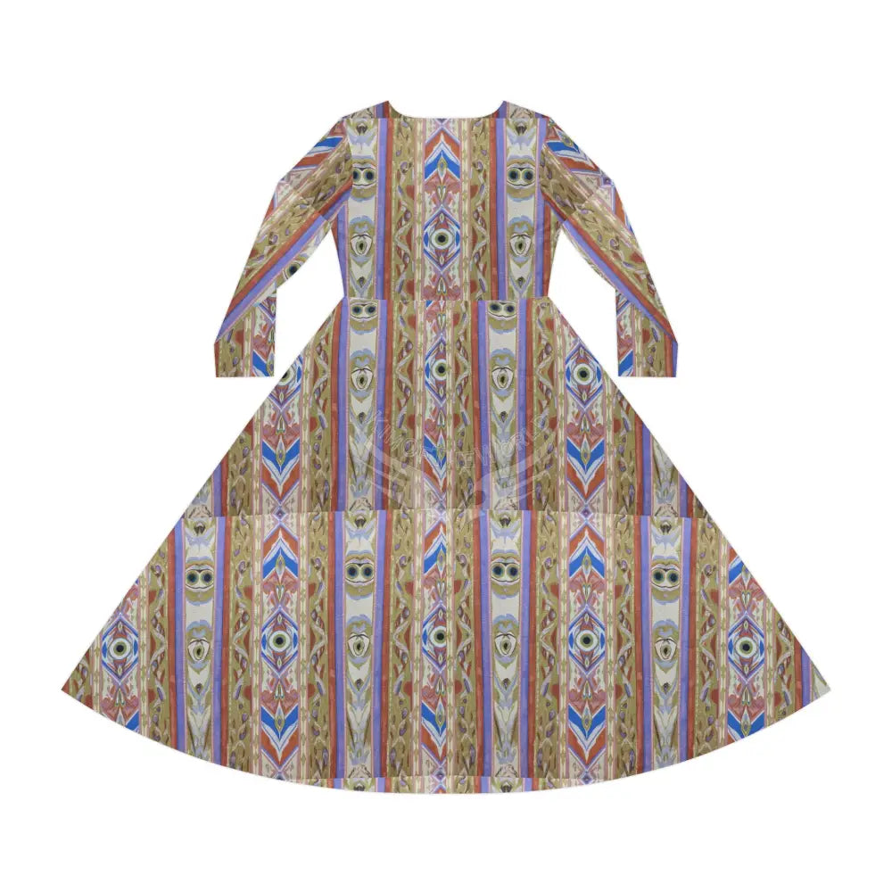 Painted Tile Stripe Print Dress – Women’s Long Sleeve AOP L All Over Prints