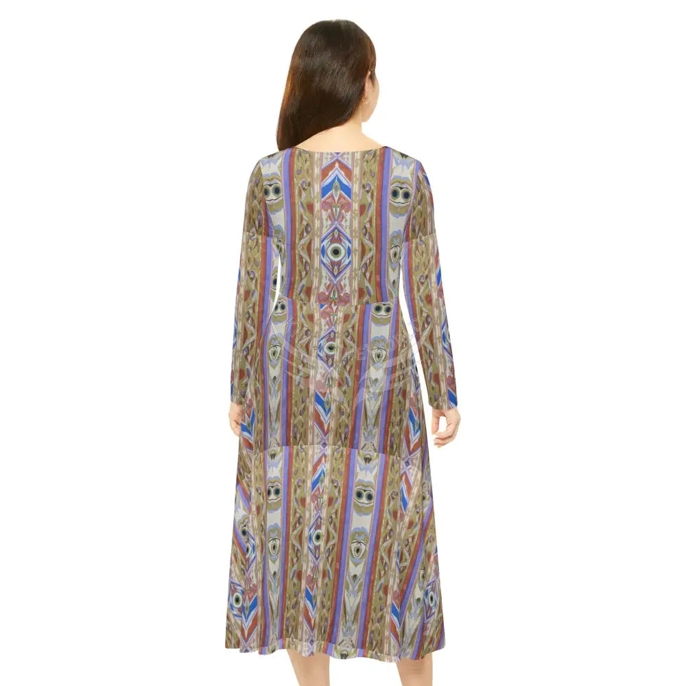 Painted Tile Stripe Print Dress – Women’s Long Sleeve AOP L All Over Prints