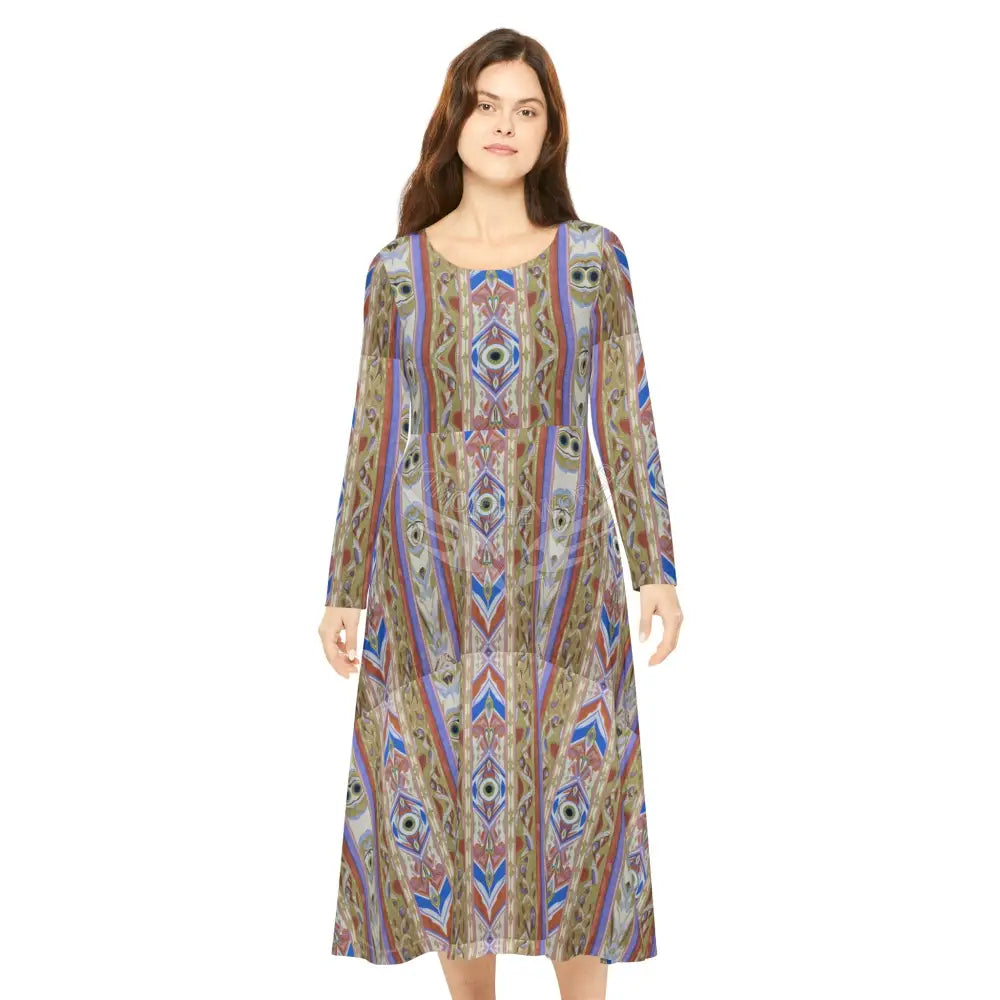 Painted Tile Stripe Print Dress – Women’s Long Sleeve AOP L All Over Prints