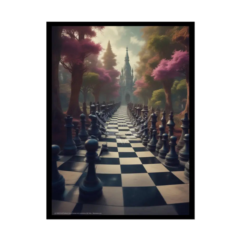 Palace Chess Board Renaissance Poster — Antique Trinkets & Cabinets Art Print 18″ x 24″ (Vertical) / Semi Glossy Poster