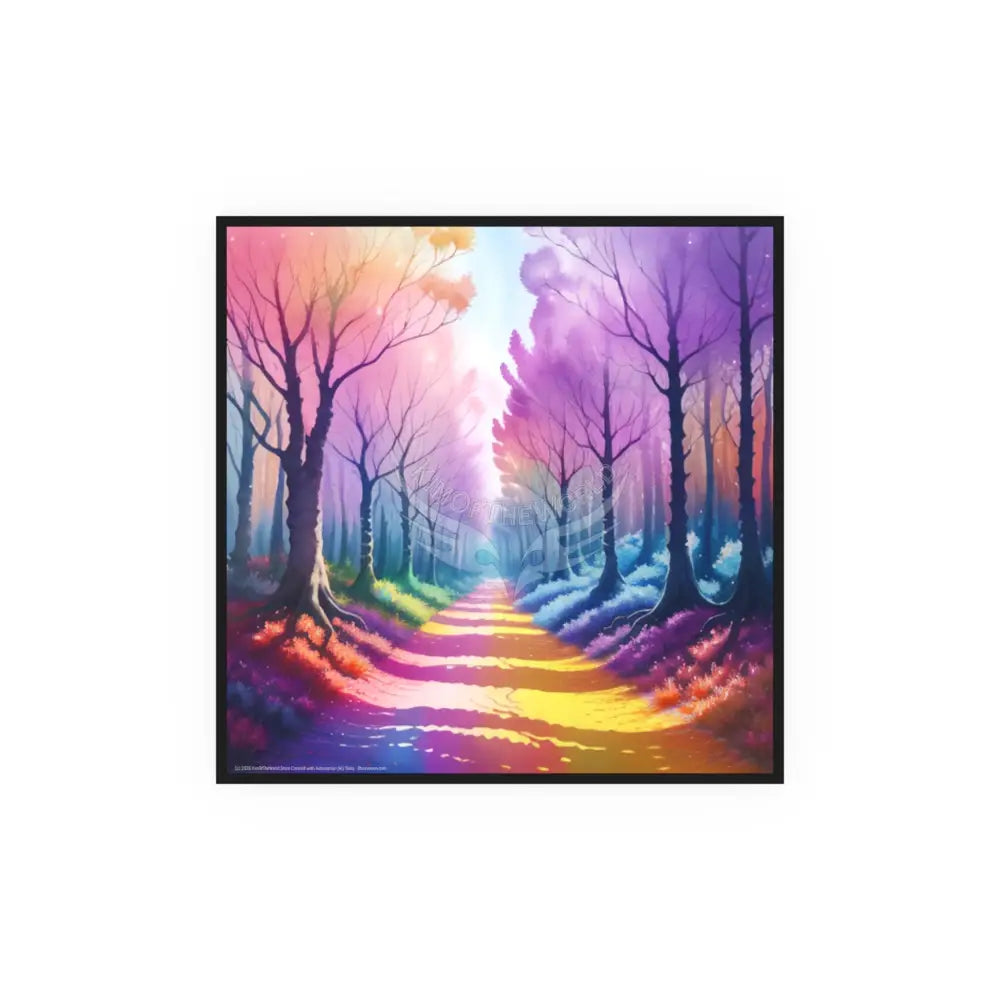 Pastel Forest and Trail Path - Simulated Watercolor Poster — Satin & Archival Matte Prints 20″ x 20″ / Matte Poster