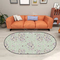 Pastel Green and Lavender Floral Wallpaper Multiple Sizes Oval Area Rug 60’’x36’’ Rugs & Mats