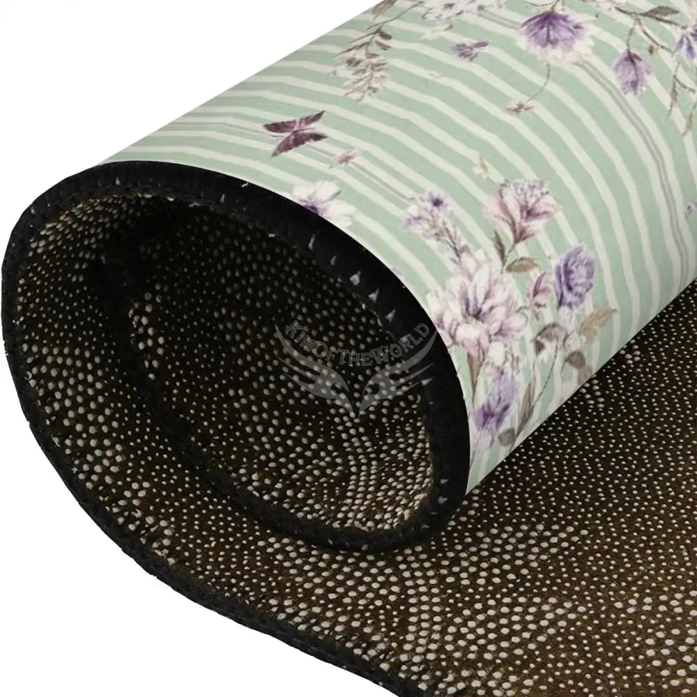 Pastel Green and Lavender Floral Wallpaper Multiple Sizes Oval Area Rug Rugs & Mats
