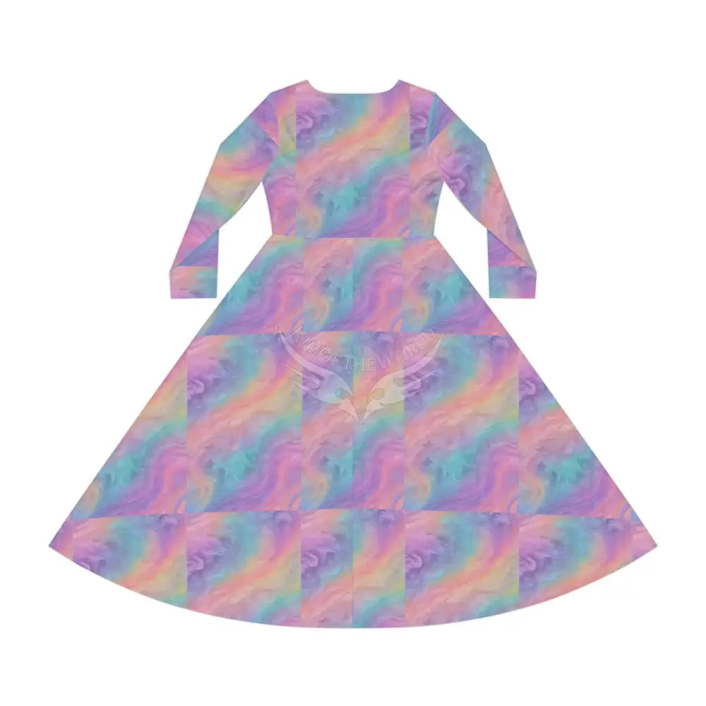 Pastel Patch Swirl Wallpaper Print Dress – Women’s Long Sleeve AOP L All Over Prints