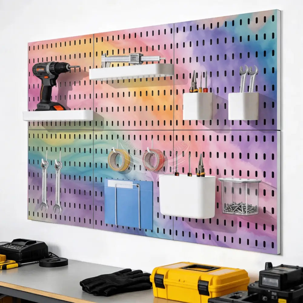 Pastel Tie Dye Colorful Tool and Craft Organizer 6 PCS Pegboard Kit 11’’x11’’x6pcs Home Accessories