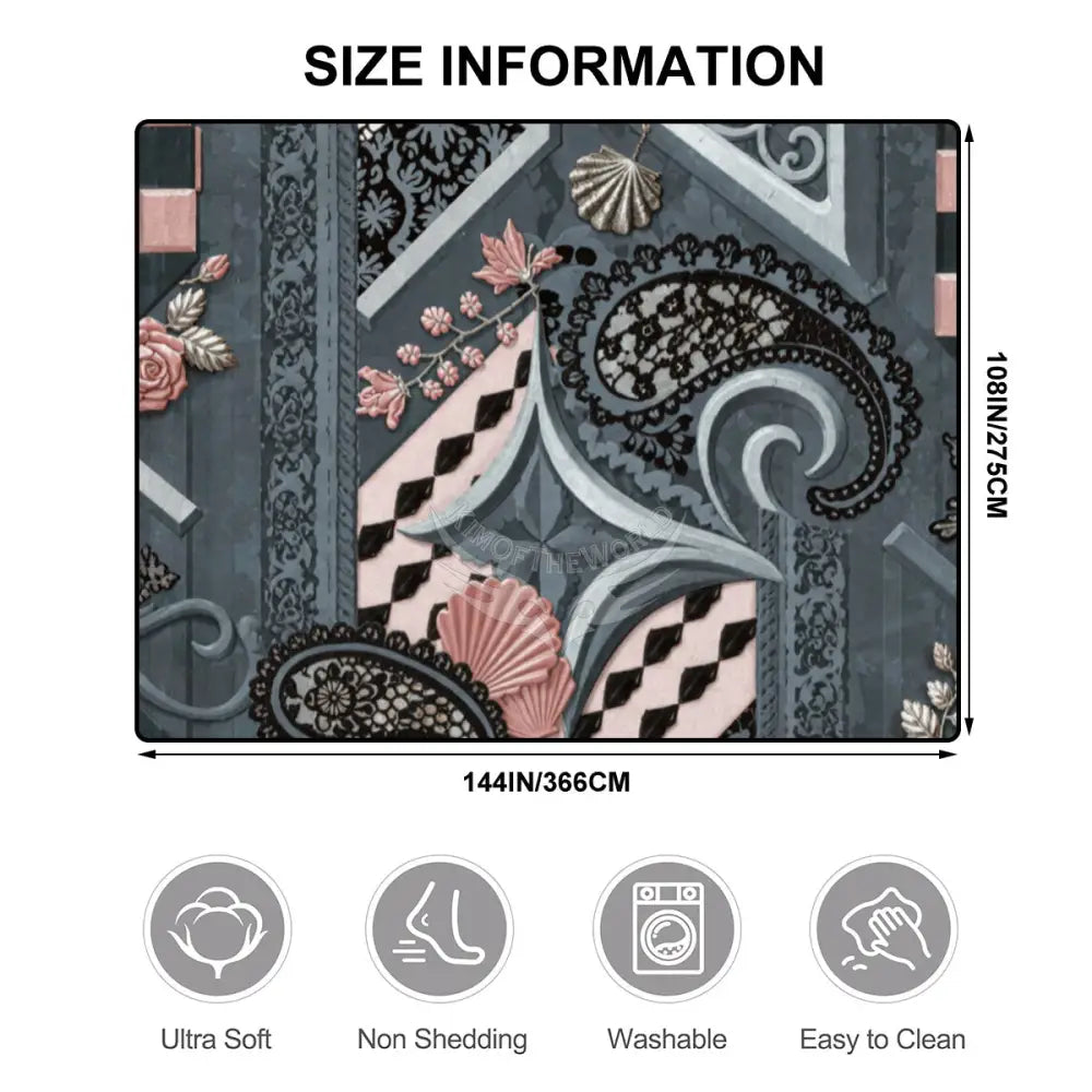 Patchwork Teal and Pink with Checkerboard = Large Area Rug Floor Carpet (4:3) 144’’x108’’ Rugs & Mats