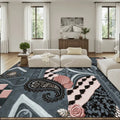 Patchwork Teal and Pink with Checkerboard = Large Area Rug Floor Carpet (4:3) 144’’x108’’ Rugs & Mats