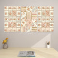 Peach Checks Home Decor 3 Panels Canvas Prints Wall Art (Set F) 20’’x32’’x3pcs Wall Art