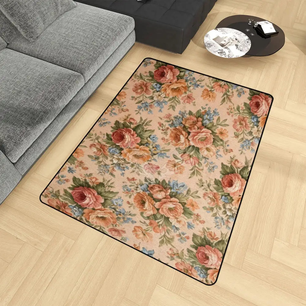 Peach Floral Bouquet Area Rug Floor Carpet 8x5.3 - 96’’x64’’ - Rugs & Mats