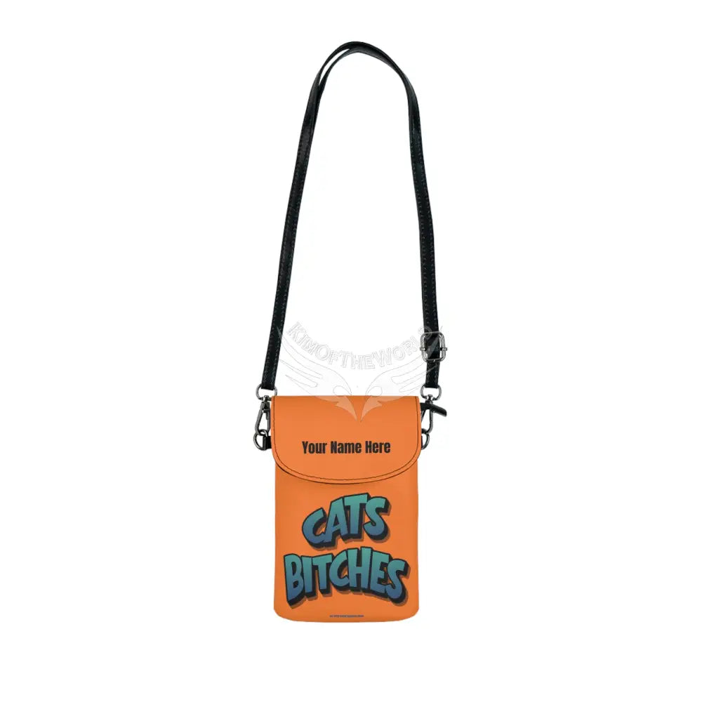 Personalized or ’ Cats Bitches’ Cat Lady Cell Phone Wallet — Small Crossbody Phone Purse 7.5’’ × 4.9’’ × 1’’ Bags