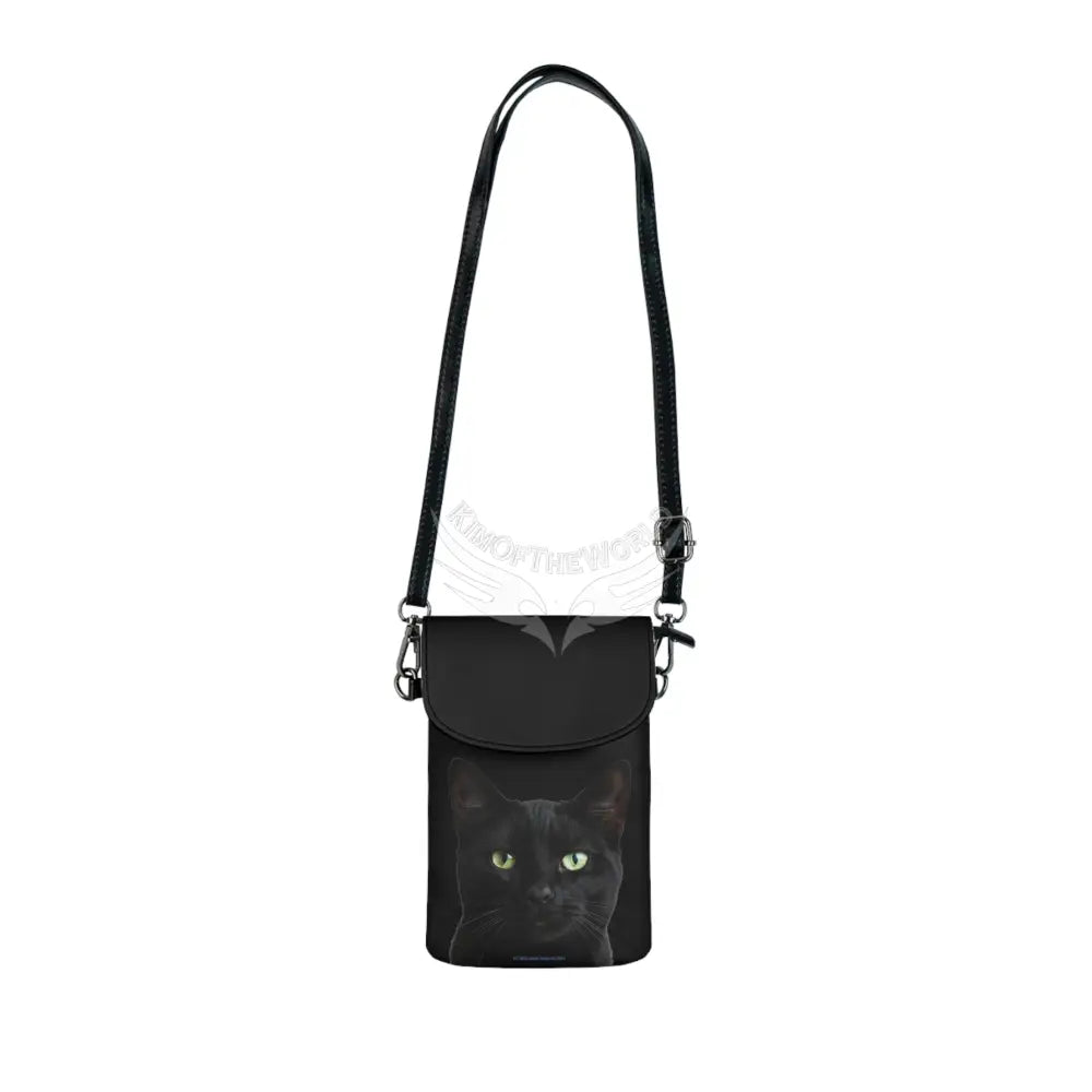 Personalized or Not Black Cat Cell Phone Wallet — Small Crossbody Phone Purse 7.5’’ × 4.9’’ × 1’’ Bags