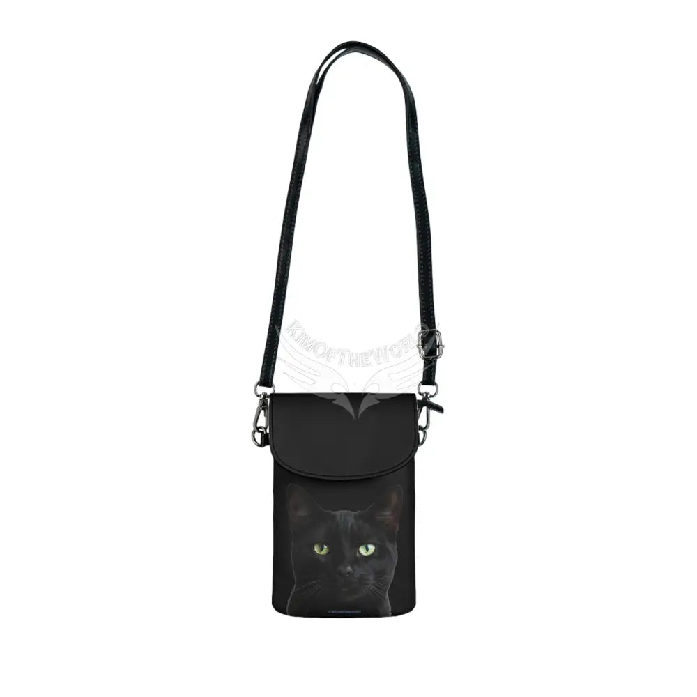 Personalized or Not Black Cat Cell Phone Wallet — Small Crossbody Phone Purse 7.5’’ × 4.9’’ × 1’’ Bags